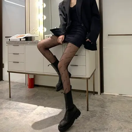 黑丝袜光腿神器秋冬加绒字母丝袜女假透肉黑透肤连裤袜性感打底裤图片