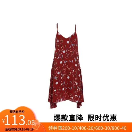 【艾格】吊带V领连衣裙2023春季新款性感小心机印花A字中长款裙子图片