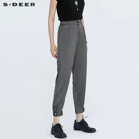 sdeer圣迪奥女夏季松紧拼接收口垂坠休闲九分裤S21280818商品大图