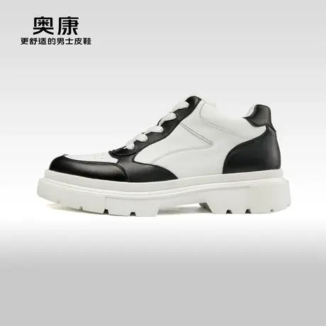 【运动皮鞋】奥康男鞋2023秋季新款高帮舒适耐磨拼色百搭型男鞋商品大图
