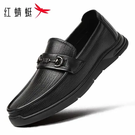 红蜻蜓男鞋新款鞋子男士休闲皮鞋懒人一脚蹬豆豆鞋男软羊皮真皮秋商品大图