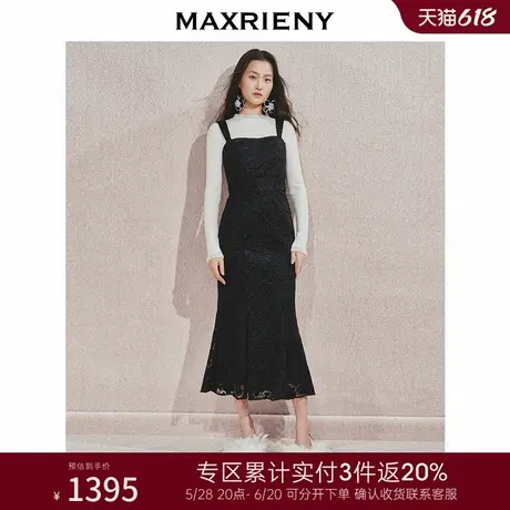 [3件8折]MAXRIENY复古宫廷风连衣裙丝绒玫瑰绣花图片