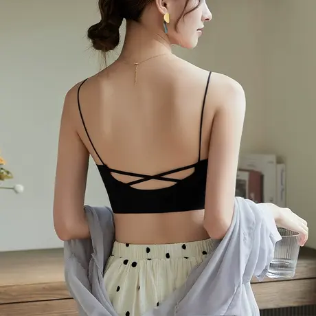 美背内衣女文胸一体式背心夏季薄款冰丝无痕吊带抹胸2023网红爆款图片
