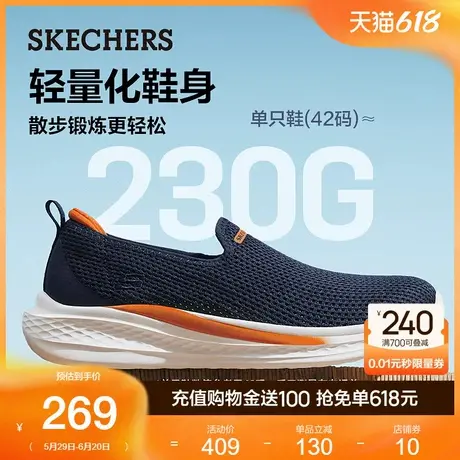 斯凯奇男鞋2025夏季新款运动休闲鞋一脚蹬软底健步鞋网面透气缓震图片