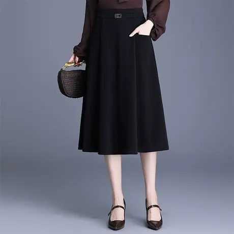 小个子通勤a字裙女秋季2025新款高腰显瘦简约半身裙中长款休闲裙图片
