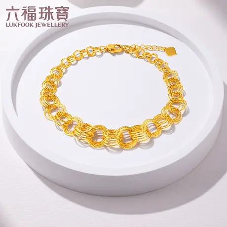 六福珠宝黄金手链光影金5G女款时尚足金手链首饰正品计价009175BA图片