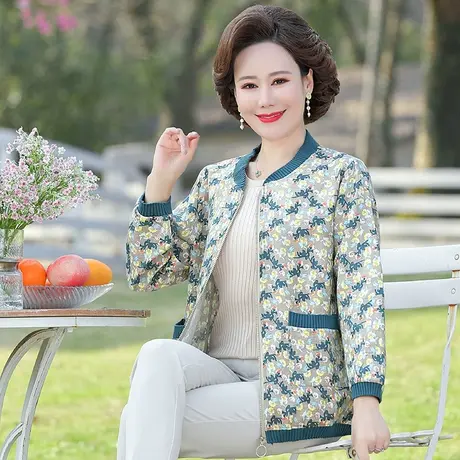 2024年新款妈妈装外套洋气中老年女装春秋上衣碎花短款棒球服薄款商品大图
