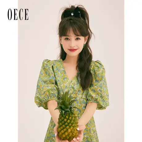 Oece复古气质碎花裙子2023春夏季新款女装高级感法式连衣裙小个子图片