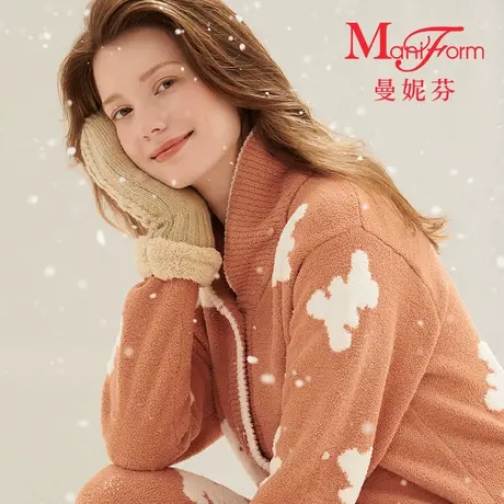 曼妮芬舒适暖绒家居服套装秋冬长袖长裤起居服女睡衣裤20320533图片