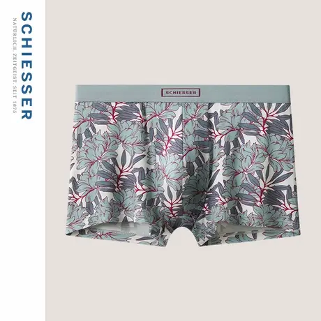 SCHIESSER舒雅25年夏季新品男士莫代尔印花亲肤透气中腰平角内裤图片