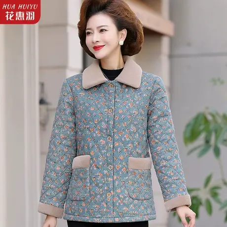 中老年妈妈冬装外套棉服女冬季棉衣新款奶奶短款洋气碎花秋冬棉袄商品大图