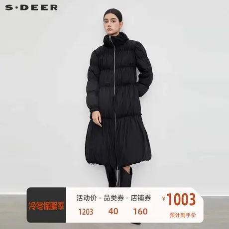 sdeer圣迪奥女装高领碎褶宽松面包服羽绒服S23462403图片