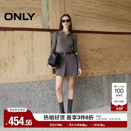 ONLY奥莱夏季通勤显瘦拼接POLO领长袖短裙连衣裙女图片