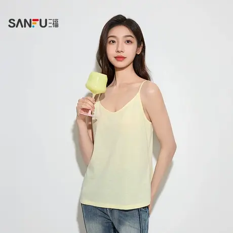 三福女夏季雪花棉吊带背心 简约宽松易搭配无袖上衣女506347图片