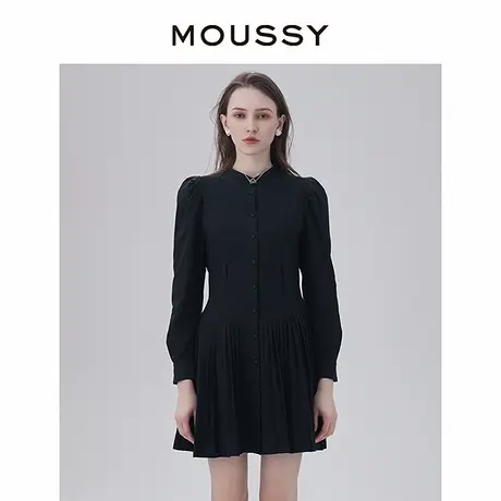 MOUSSY 学院风淑女附腰带收腰百褶短款西装连衣裙女010GSS30-1150图片