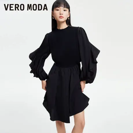 Vero Moda奥莱连衣裙春秋新款可拆卸背心宽松灯笼袖中裙子流行图片