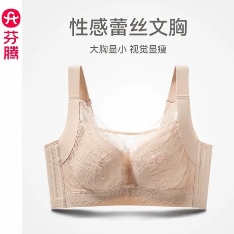芬腾大胸显小内衣女士舒适性感蕾丝文胸全罩杯薄款上托收副乳胸罩图片