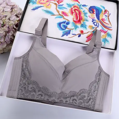 内衣女无钢圈无海绵文胸大码收副乳聚拢调整型上托性感胸罩超薄款图片