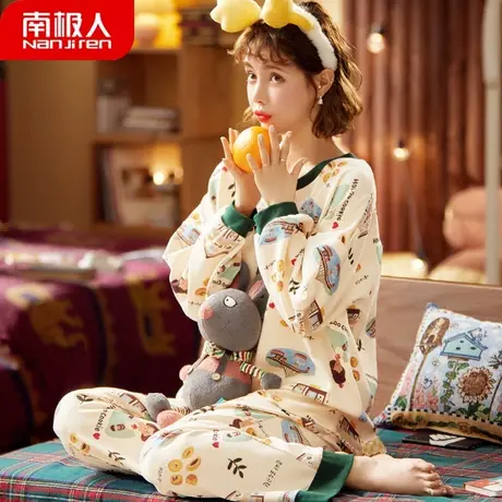 睡衣女春秋款纯棉女士长袖套装女款夏款2023年新款甜系家居服秋季商品大图