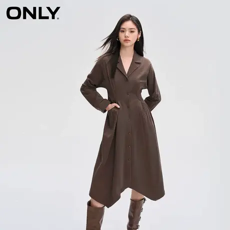 【ONLY奥莱】夏季时尚收腰伞裙中长款翻领衬衫连衣裙女图片