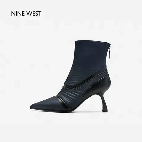 Nine West/玖熙未来主义欧美风线条短靴2023冬新款尖头高跟时装靴图片