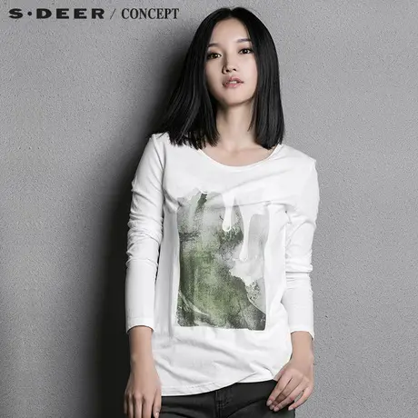 S&middot;DEER＼CONCEPT【新品】圣迪奥女纯棉块状涂鸦休闲T恤S15380274图片