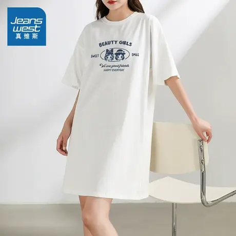 YD真维斯女装2025春季新款 时尚可爱印花宽松时尚显瘦百搭T恤裙女图片