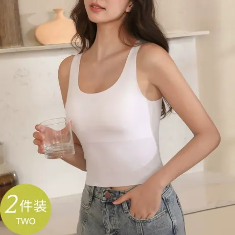 美背吊带背心女内搭带胸垫文胸一体内衣夏季薄款冰丝无痕打底抹胸图片