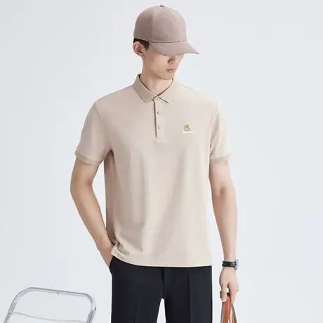 男士polo衫短袖简约刺绣小熊翻领高端丝光商务休闲男士t恤保罗衫图片
