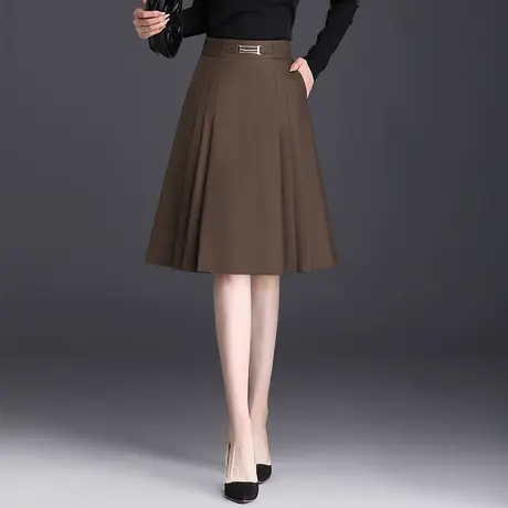 气质显瘦半身裙女2023秋季新款高腰小个子设计感中长款百褶A字裙图片
