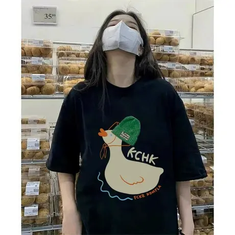 胖mm大码美式复古短袖t恤女夏季新款宽松oversize半袖上衣2-300斤图片