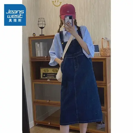 LE真维斯女装裙子2025春季 新款宽松通勤时尚高街女士背带牛仔裙图片