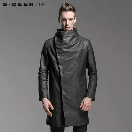 sdeerhe【惠】圣迪奥休闲款斜襟长款男士风衣H14371897图片