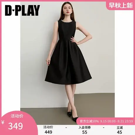 DPLAY2025年秋季新款黑色连衣裙女法式气质礼服裙子长裙小黑裙图片