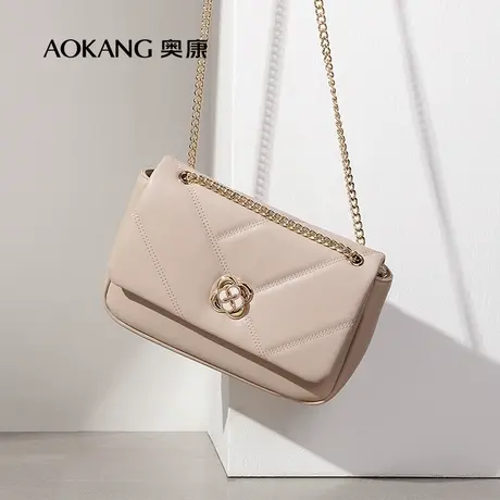 【门店发货】奥康女包简约菱格斜挎包小香风淑女纯色单肩包官方图片