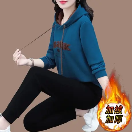 恋上17号连帽卫衣运动服套装女秋冬2022年新款休闲中年妈妈加绒加商品大图