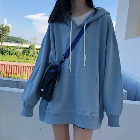 古着vintage卫衣女春秋韩版慵懒风bf薄款外套ins潮宽松连帽上衣服图片