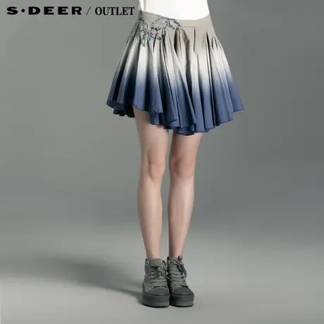 【新品】sdeer圣迪奥专柜正品女装民族风撞色印染短裙4281386图片