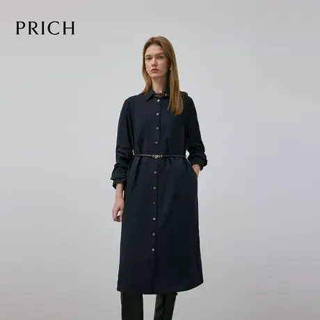 【超能小太阳】PRICH复古气质翻领衬衫式连衣裙2025早秋新款图片