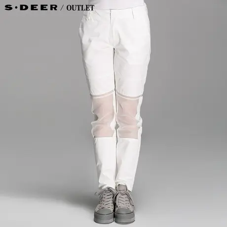 【上新】sdeer圣迪奥专柜正品女部分朦胧视感纯白休闲长裤4380874商品大图