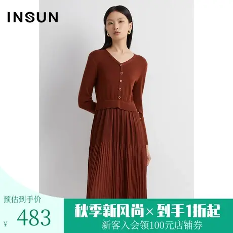 恩裳春秋季时尚层次压褶设计显瘦飘逸感毛衫连衣裙图片