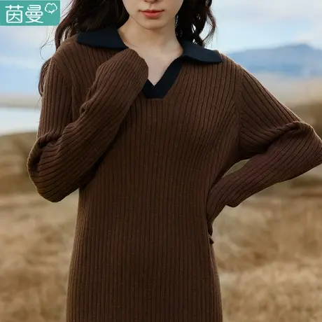茵曼官方旗舰店毛衣针织连衣裙女春秋2024新款长袖打底长裙子内搭图片