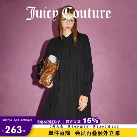 Juicy Couture橘滋春夏新款秋暮色日记Logo纽扣立体折裥连衣裙子图片