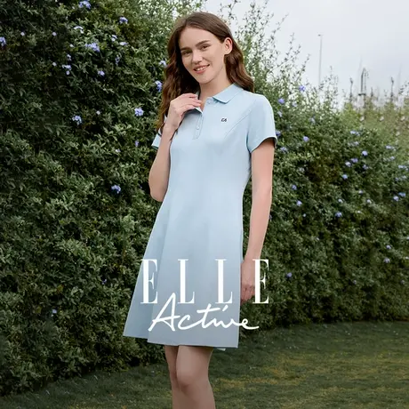 【花花推荐】ELLE Active户外连衣裙女25夏运动polo裙收腰显瘦图片