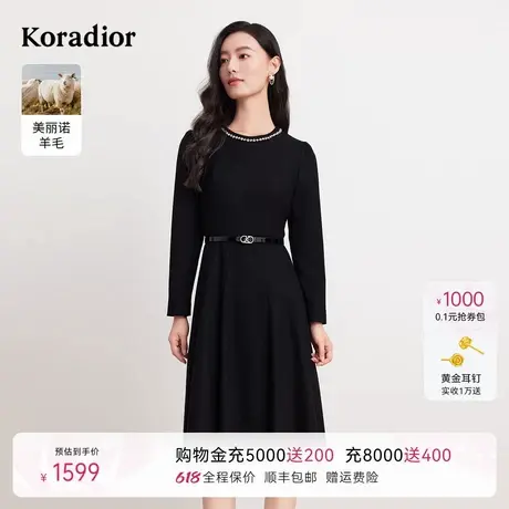 【轻礼裙】明星同款koradior珂莱蒂尔修身高级感黑色连衣裙女图片