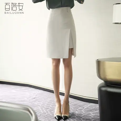 百洛安职业OL半身裙女2024夏季新款韩版侧开叉一步裙时尚女装裙子图片