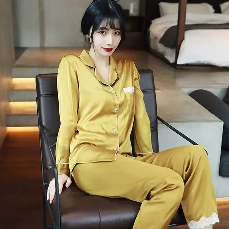 睡衣女春秋夏薄款冰丝时尚洋气网红爆款2023年新款可出门外穿套装图片