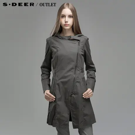 【新品】sdeer圣迪奥专柜正品女装斗篷帽斜襟纤腰风衣2381881图片