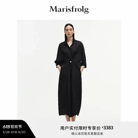 【新能量黑裙】Marisfrolg玛丝菲尔2025夏新款立领醋酸收腰连衣裙图片