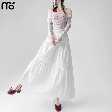 白色蛋糕裙半身裙女2025新款小个子a字长款蓬蓬裙夏薄垂坠感长裙图片